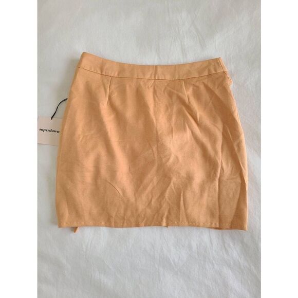 Superdown Womens Sheer Satin Xio Ruched Seam Tie Detail Mini Skirt Orange Small - Picture 6 of 7
